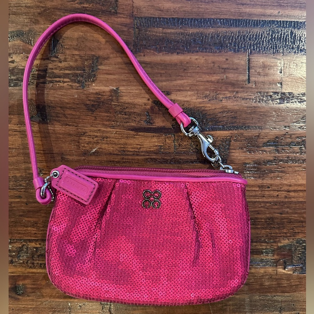Pink coach wristlet